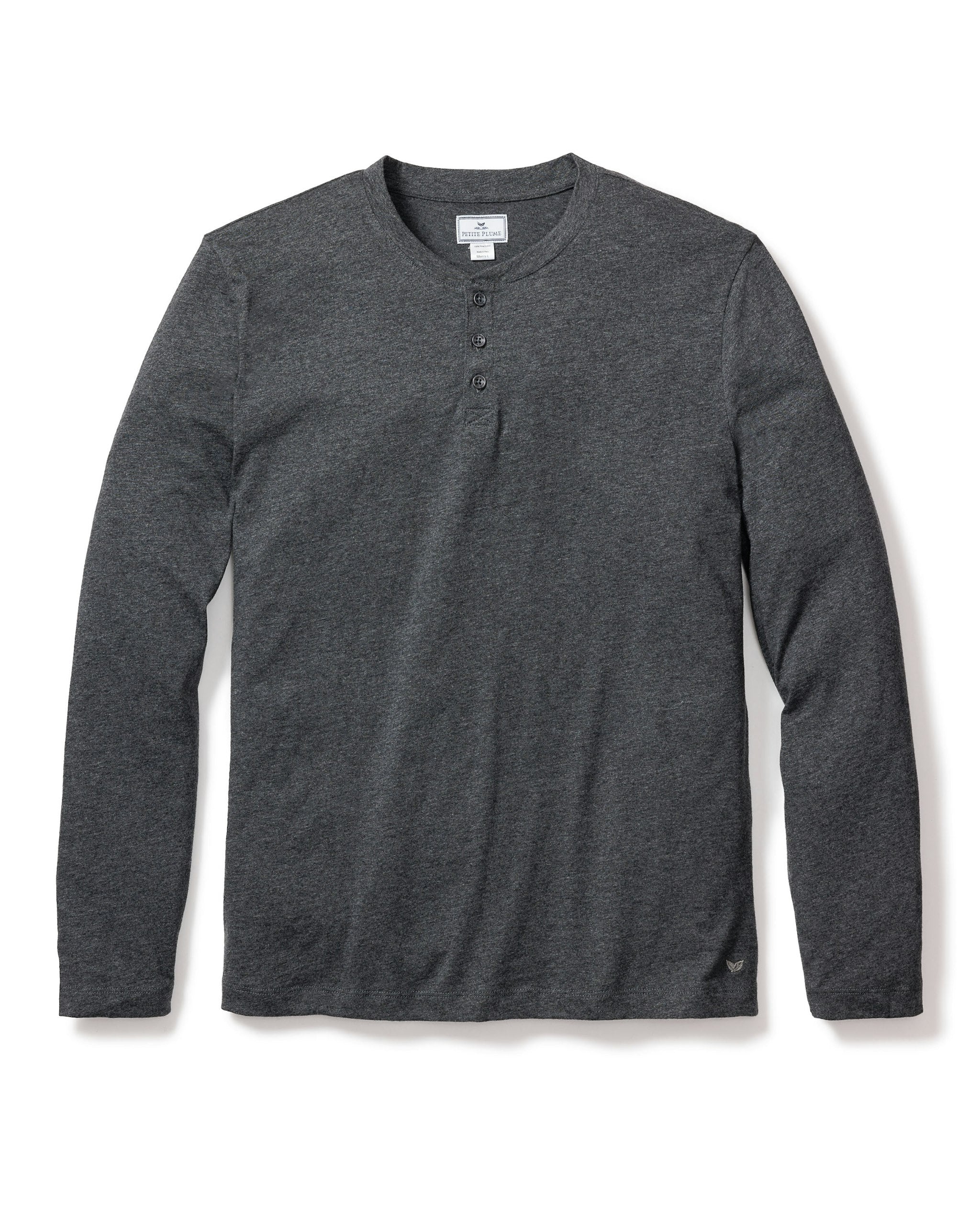 Men's Pima Henley in Dark Heather Grey
