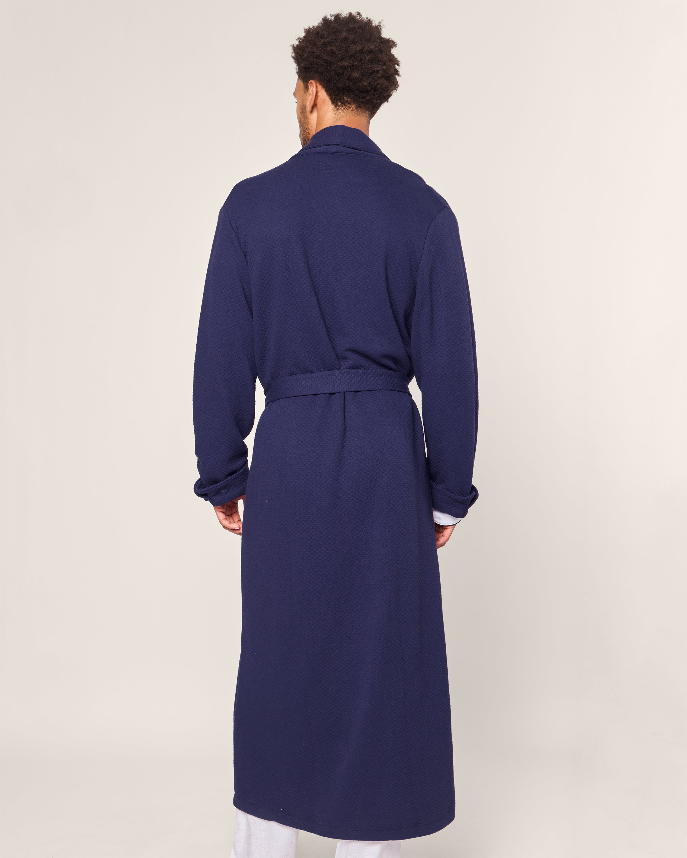 Men's Pima Robe in Blue Dusk Jacquard