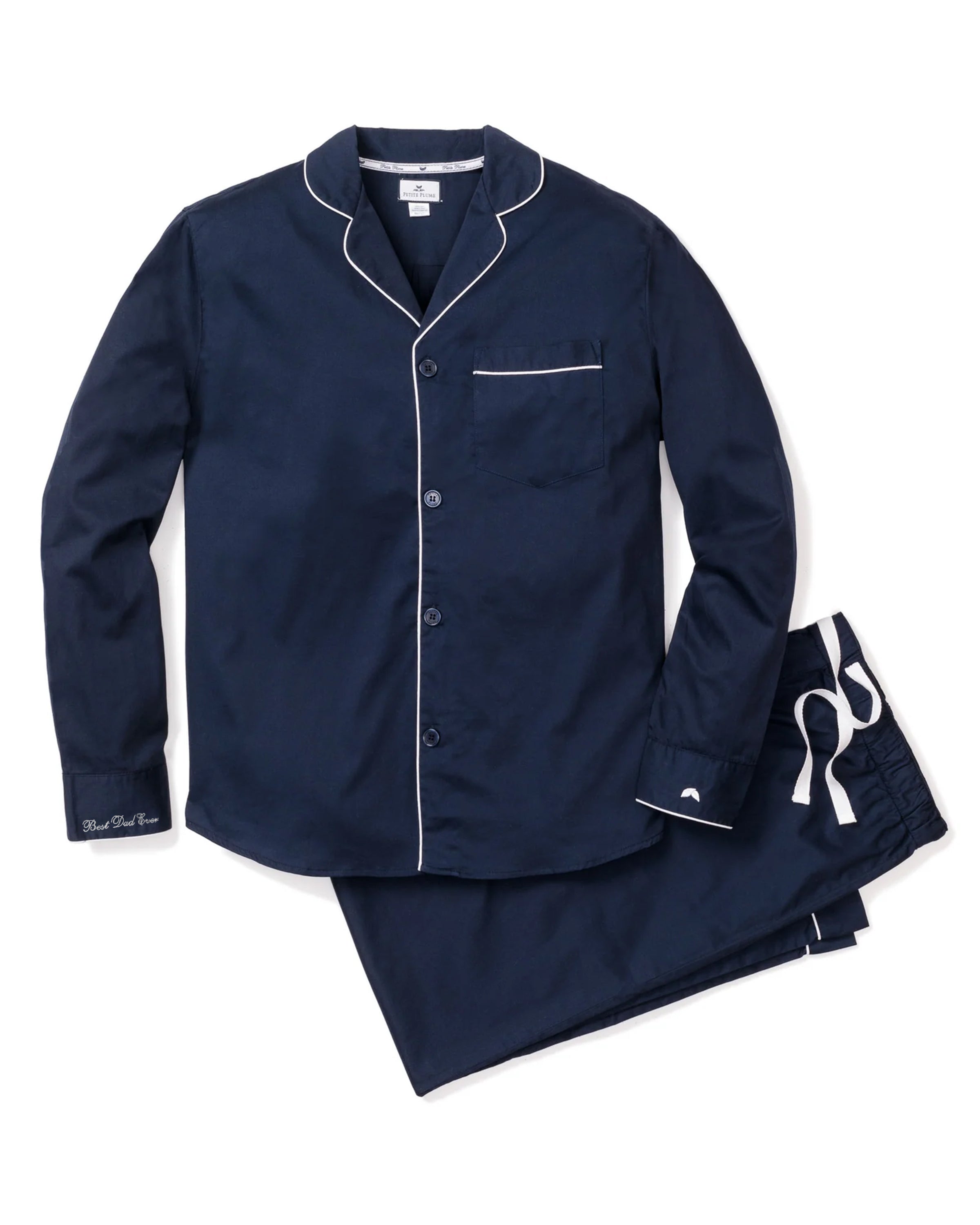 Men's Twill Navy with White Pajama and Best Dad Ever
