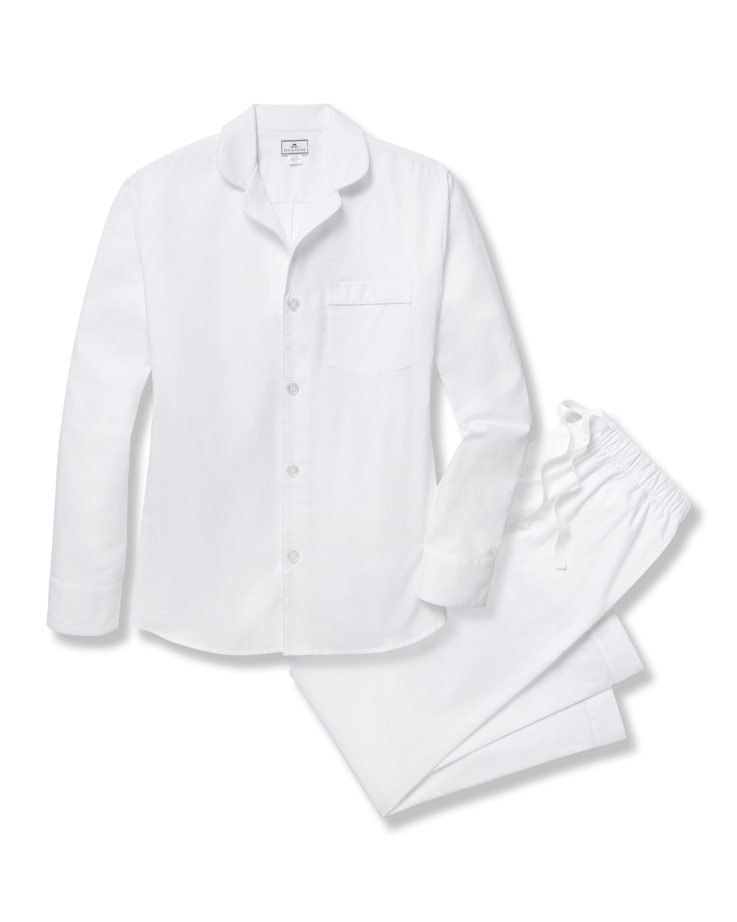 Men's Twill Pajama Set in White