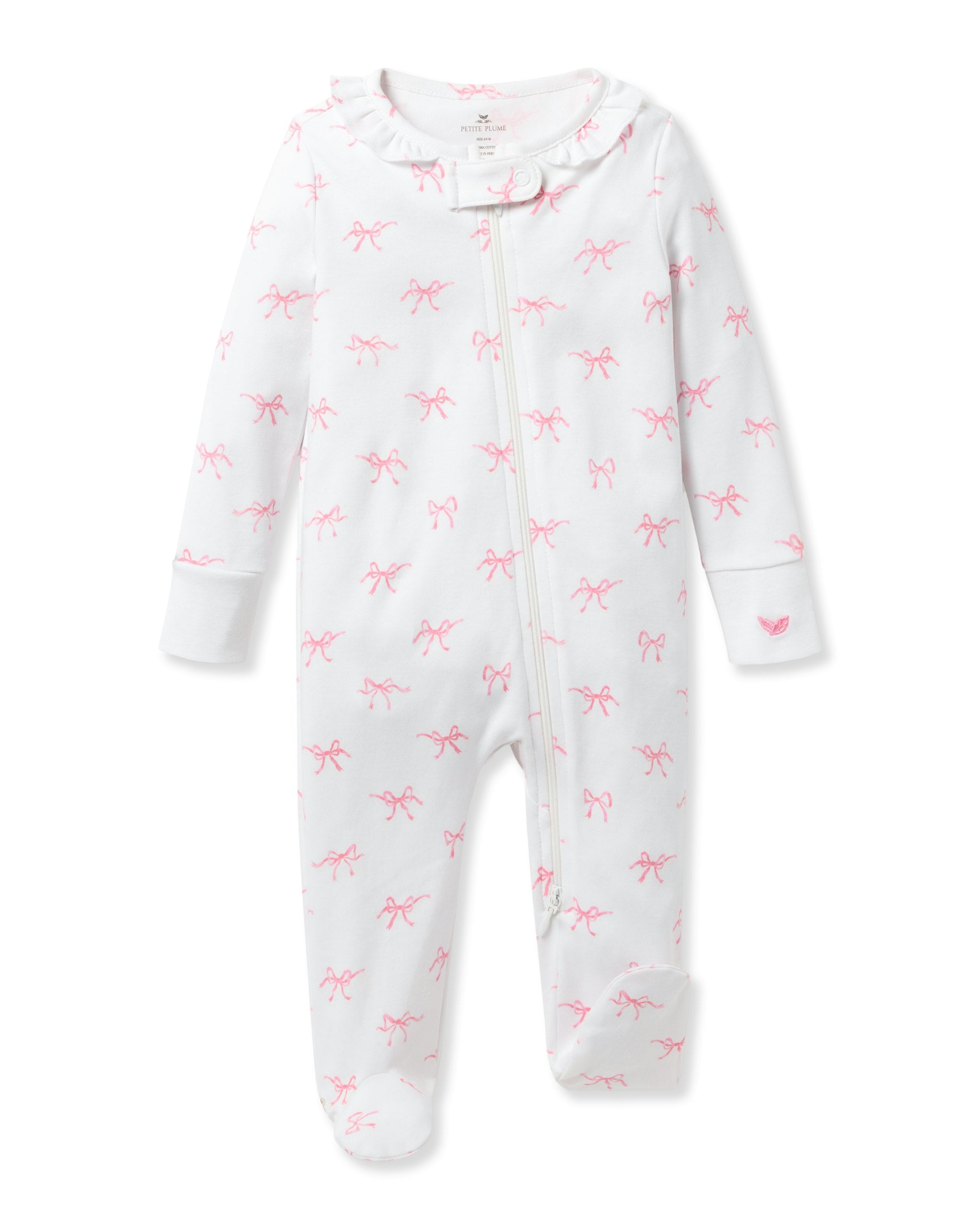 Baby's Pima Ruffle Collar Romper in Blushing Bows