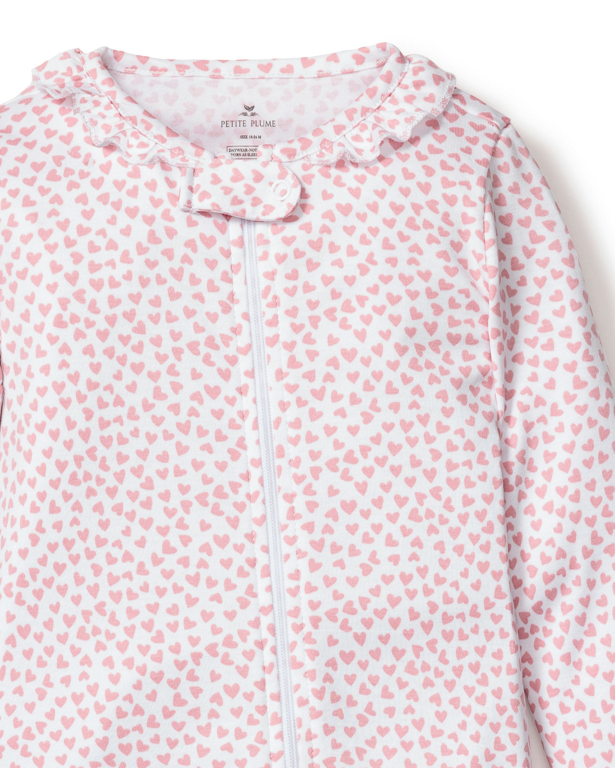 Baby's Pima Ruffle Collar Romper in Blushing Bows