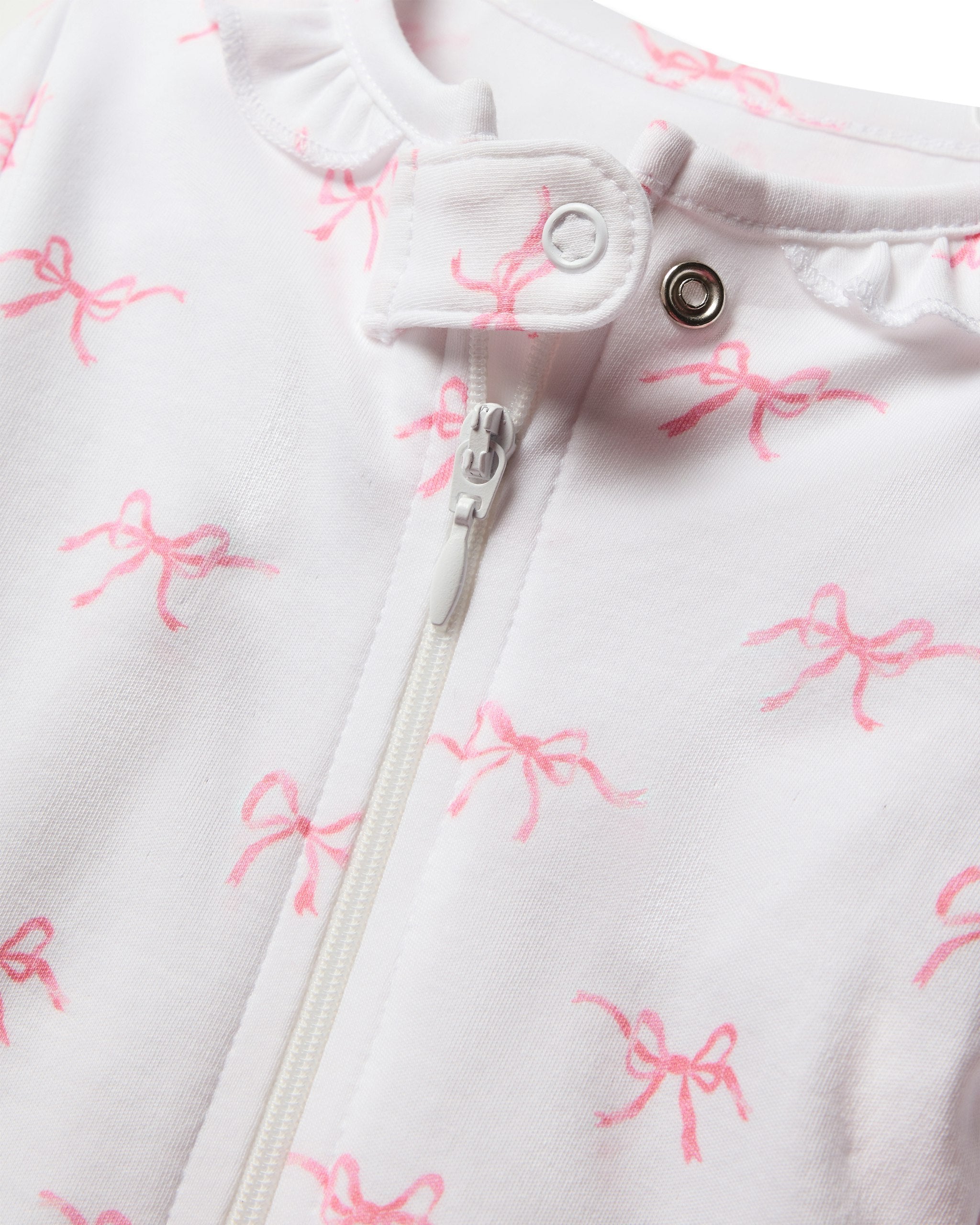 Baby's Pima Ruffle Collar Romper in Blushing Bows