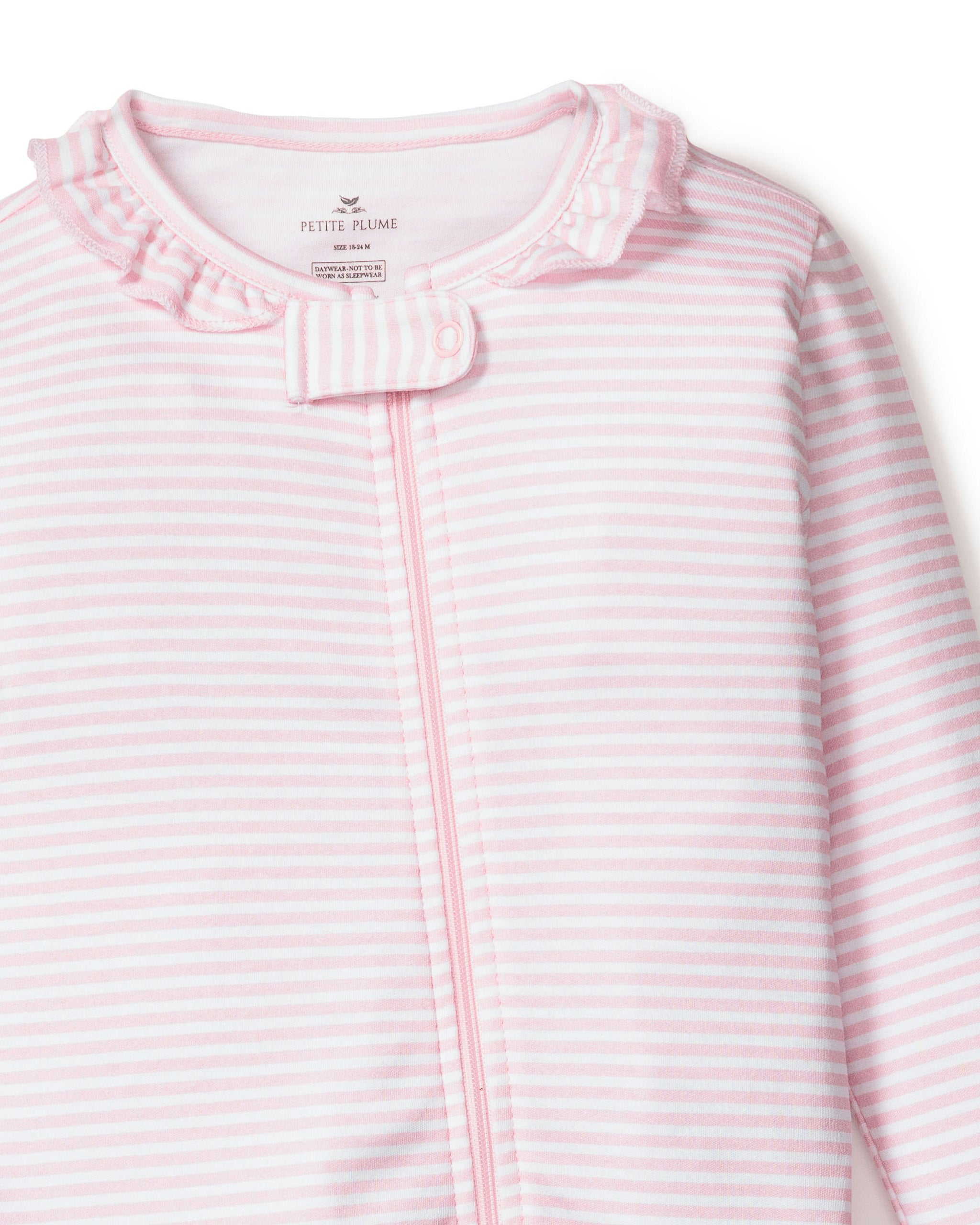 Baby's Pima Ruffle Collar Romper in Blushing Bows