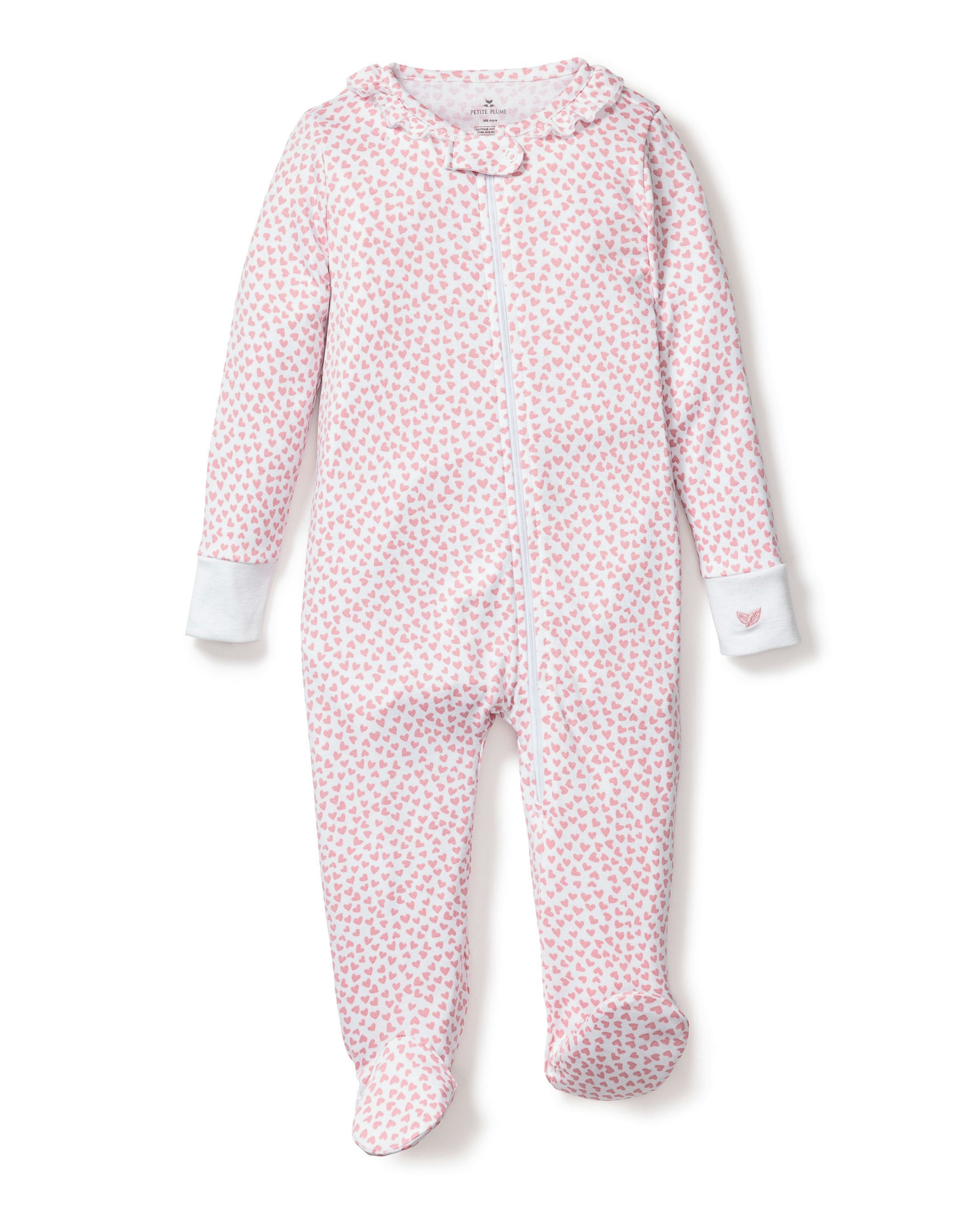 Baby's Pima Ruffle Collar Romper in Blushing Bows