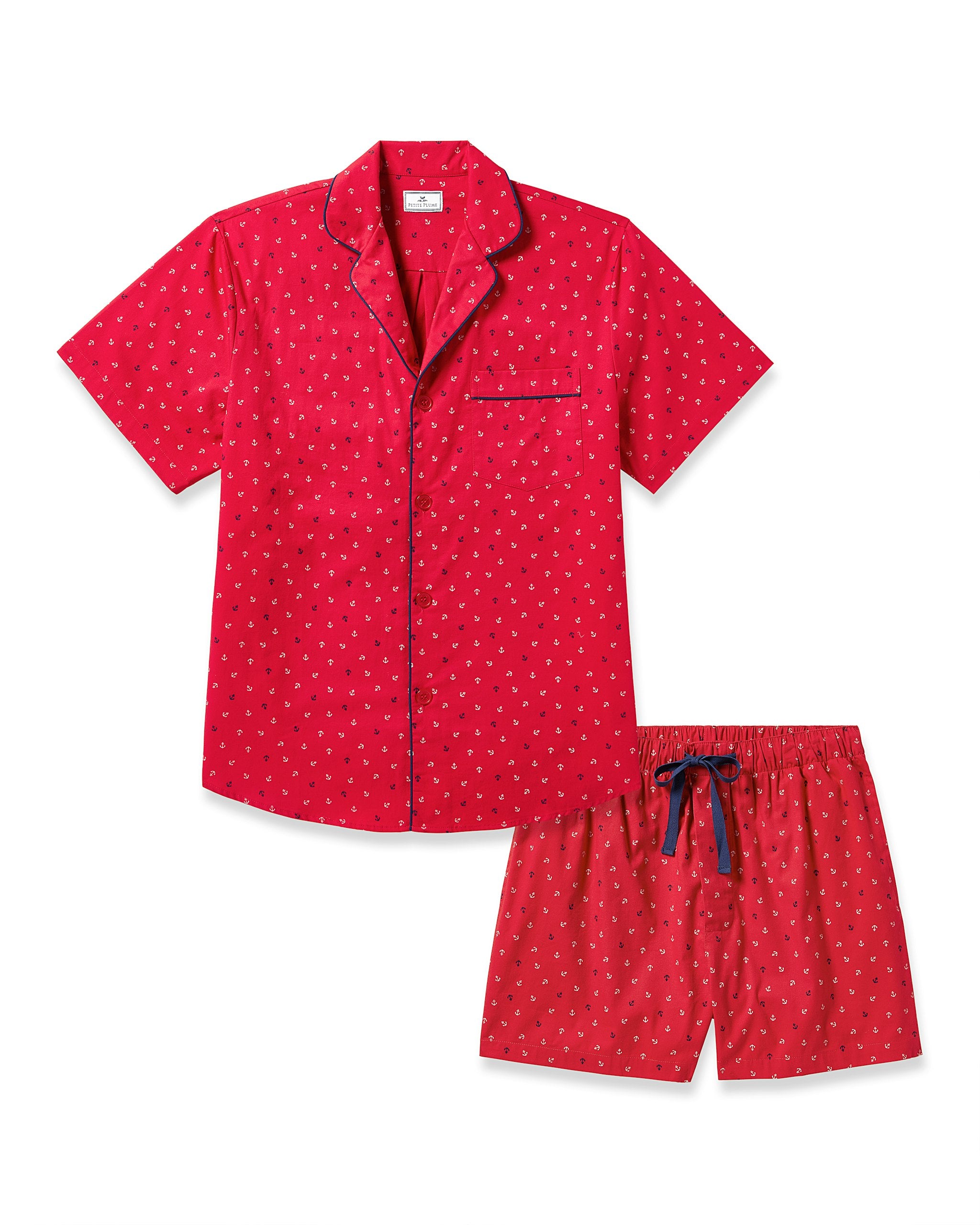Men's Twill Pajama Short Set in Anchors Away