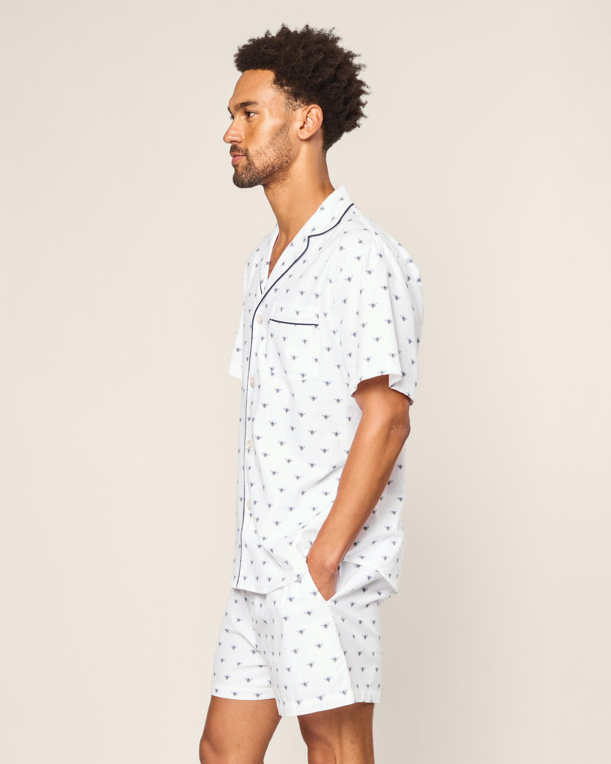 Men's Twill Pajama Short Set in Anchors Away