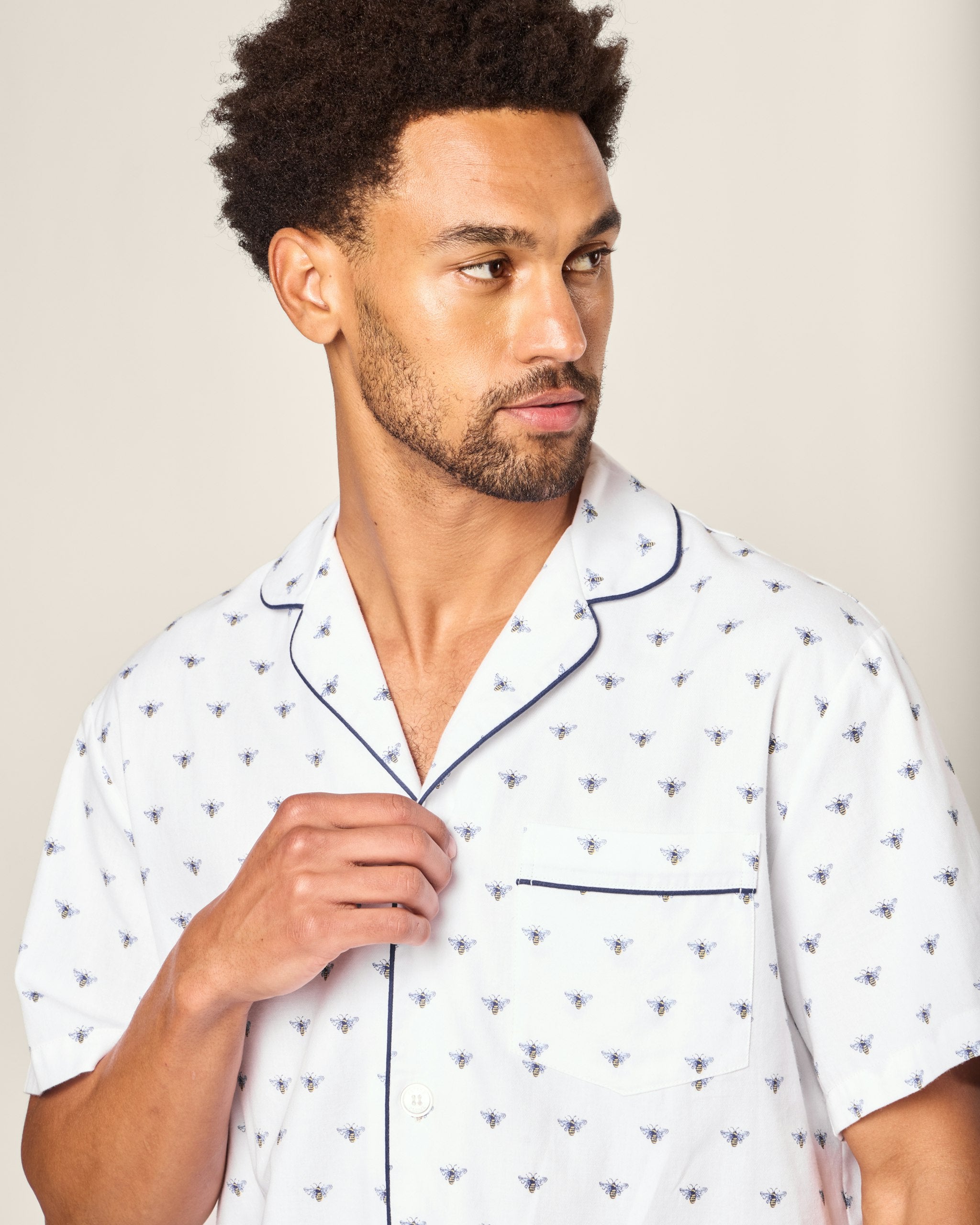 Men's Twill Pajama Short Set in Anchors Away