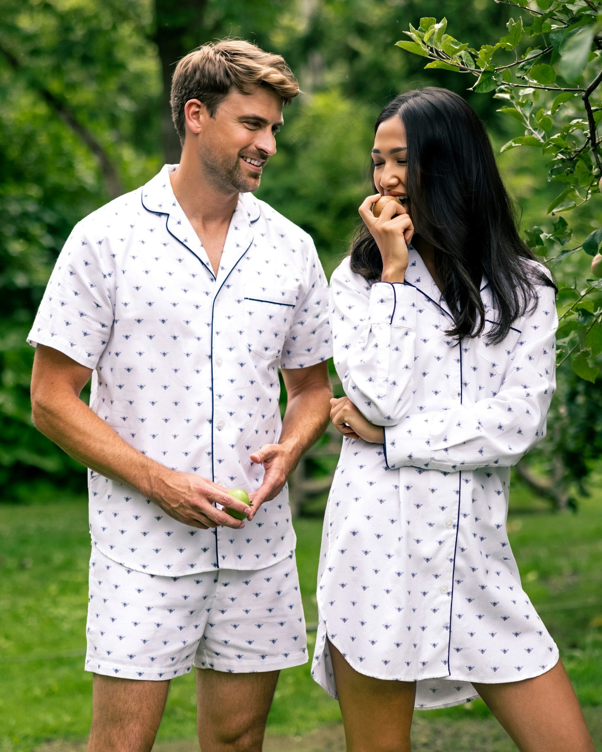 Men's Twill Pajama Short Set in Anchors Away