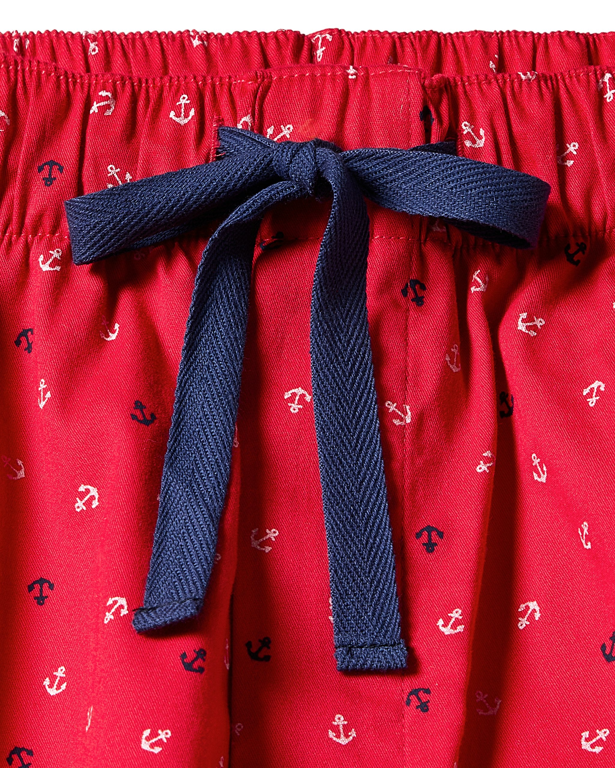 Men's Twill Pajama Short Set in Anchors Away