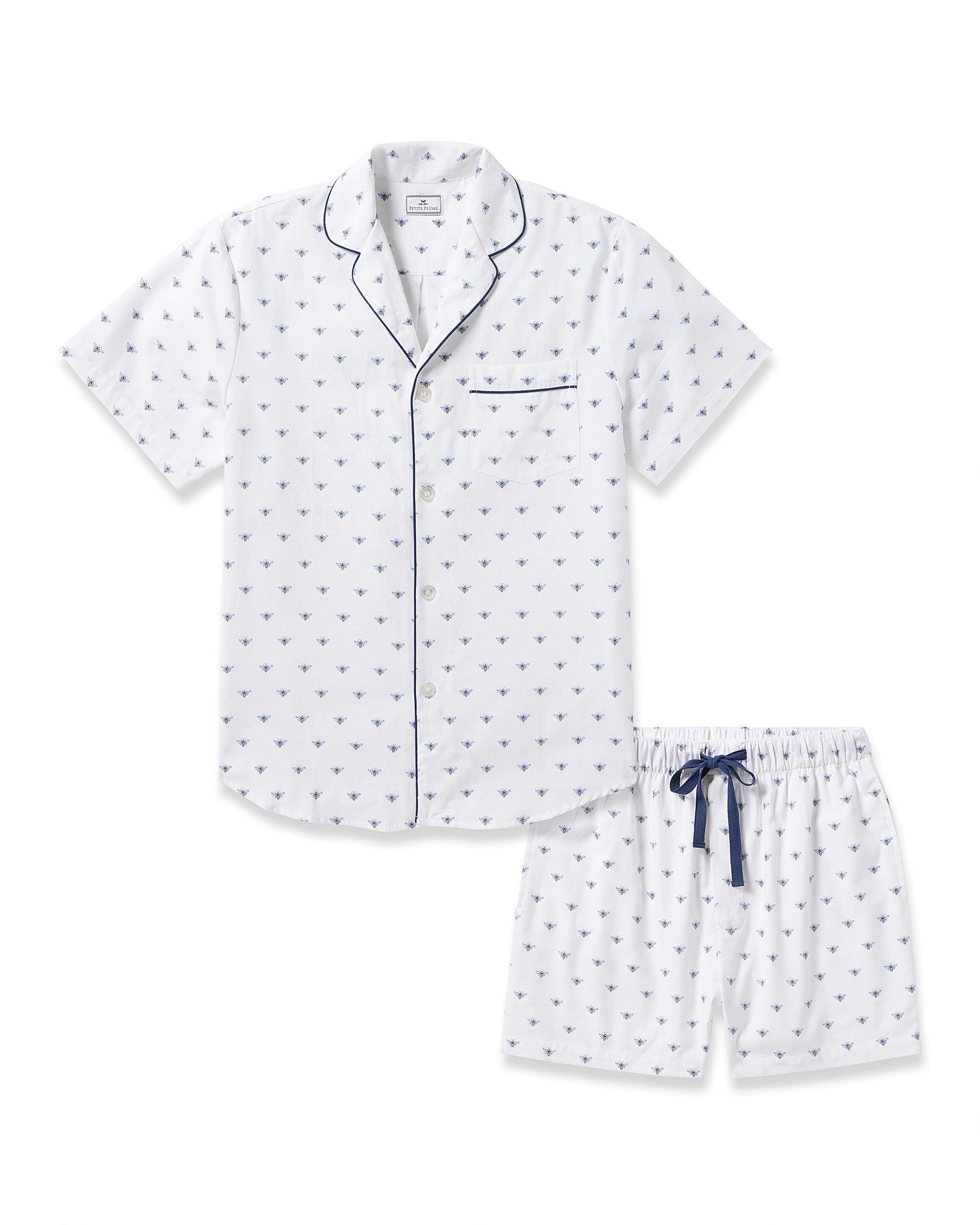 Men's Twill Pajama Short Set in Anchors Away