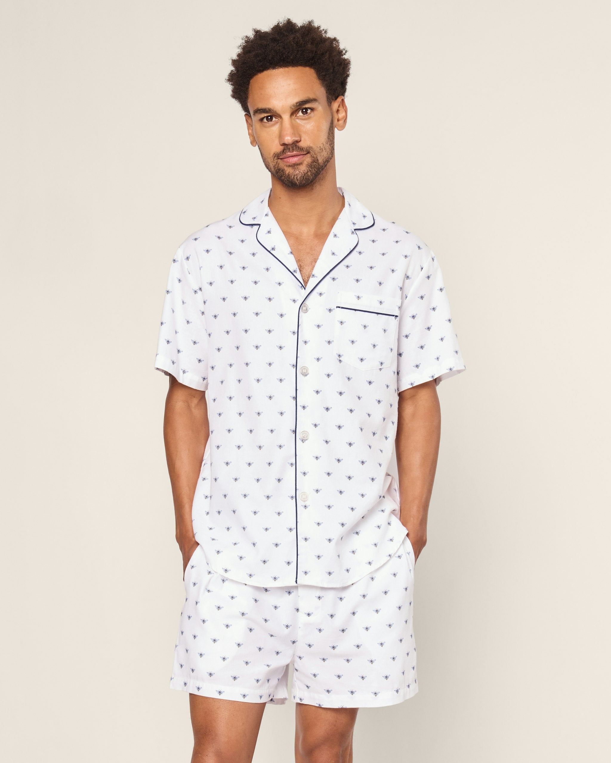 Men's Twill Pajama Short Set in Anchors Away