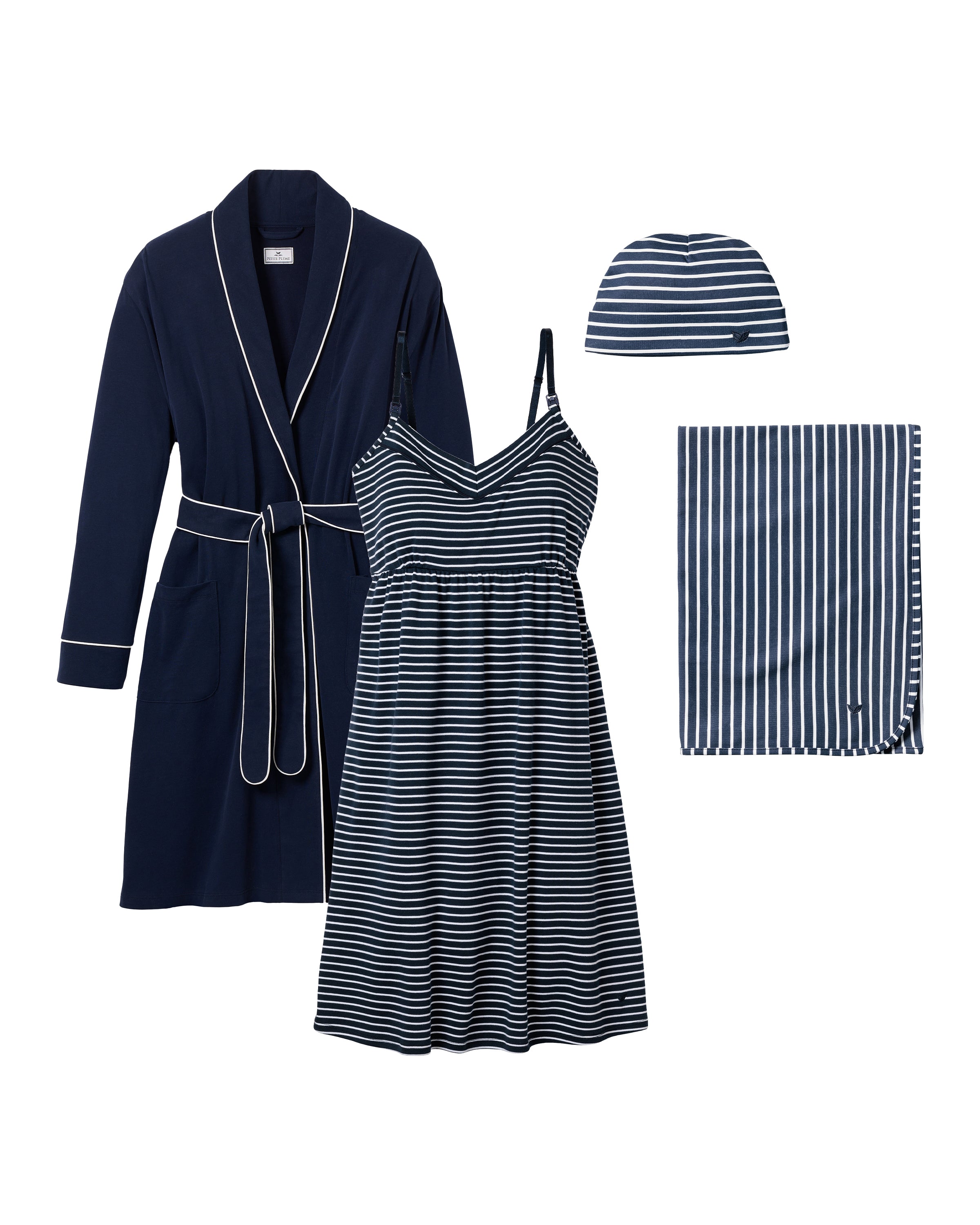 The Hospital Stay Luxe Set - Navy & Navy Stripe