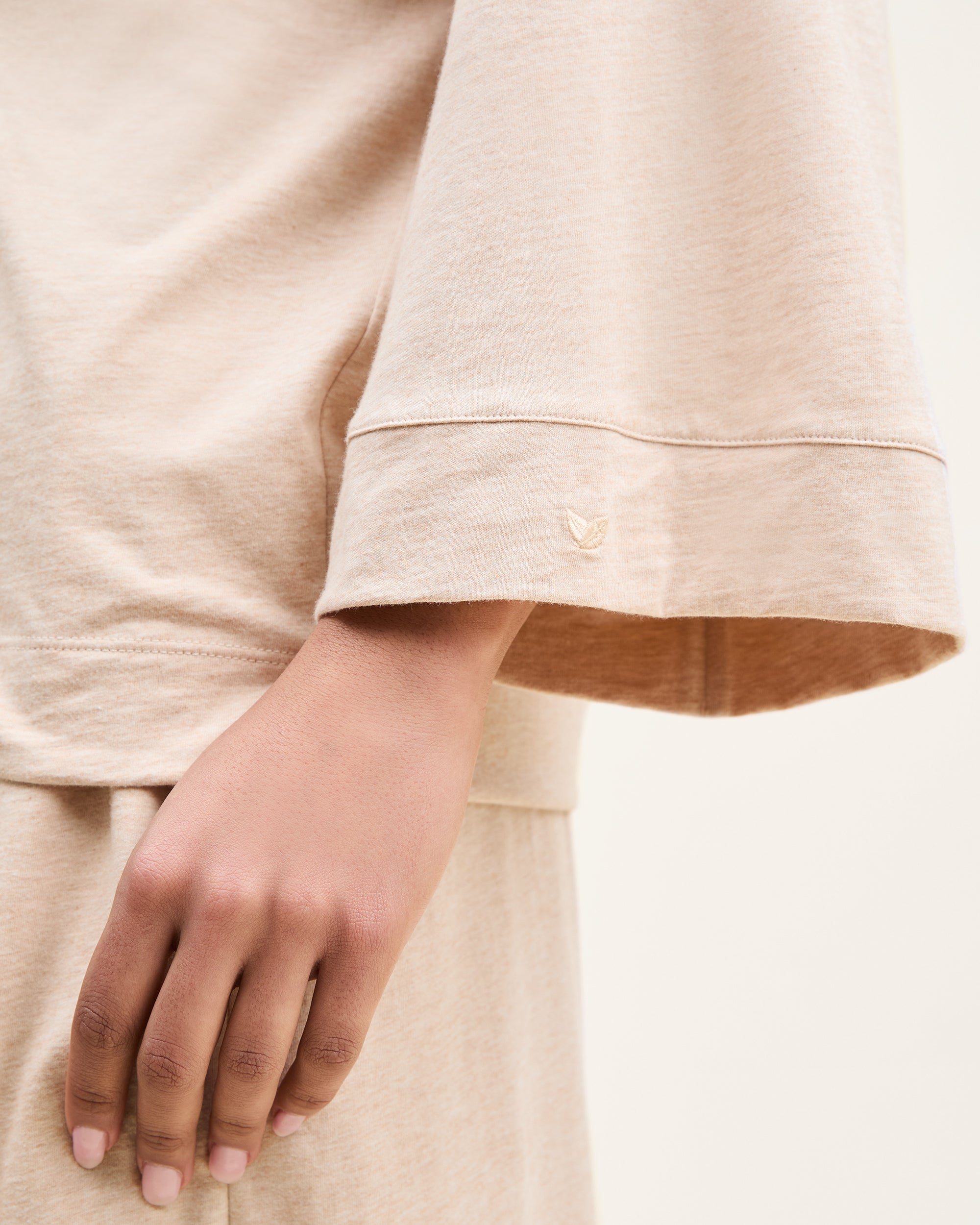 The Olivia Wide Leg Pima Pajama Set in Camel