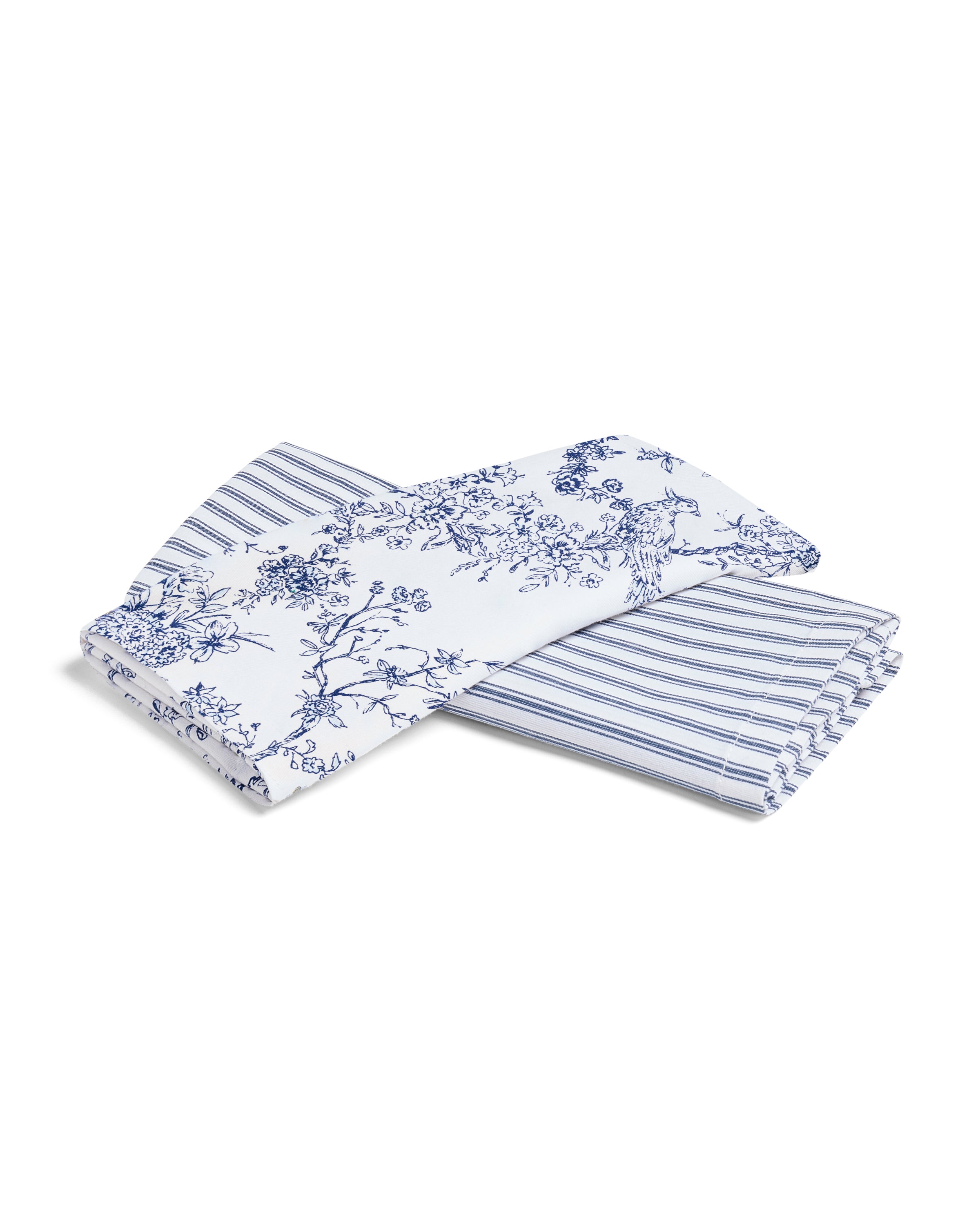 Timeless Toile & Navy French Ticking Tea Towel Set