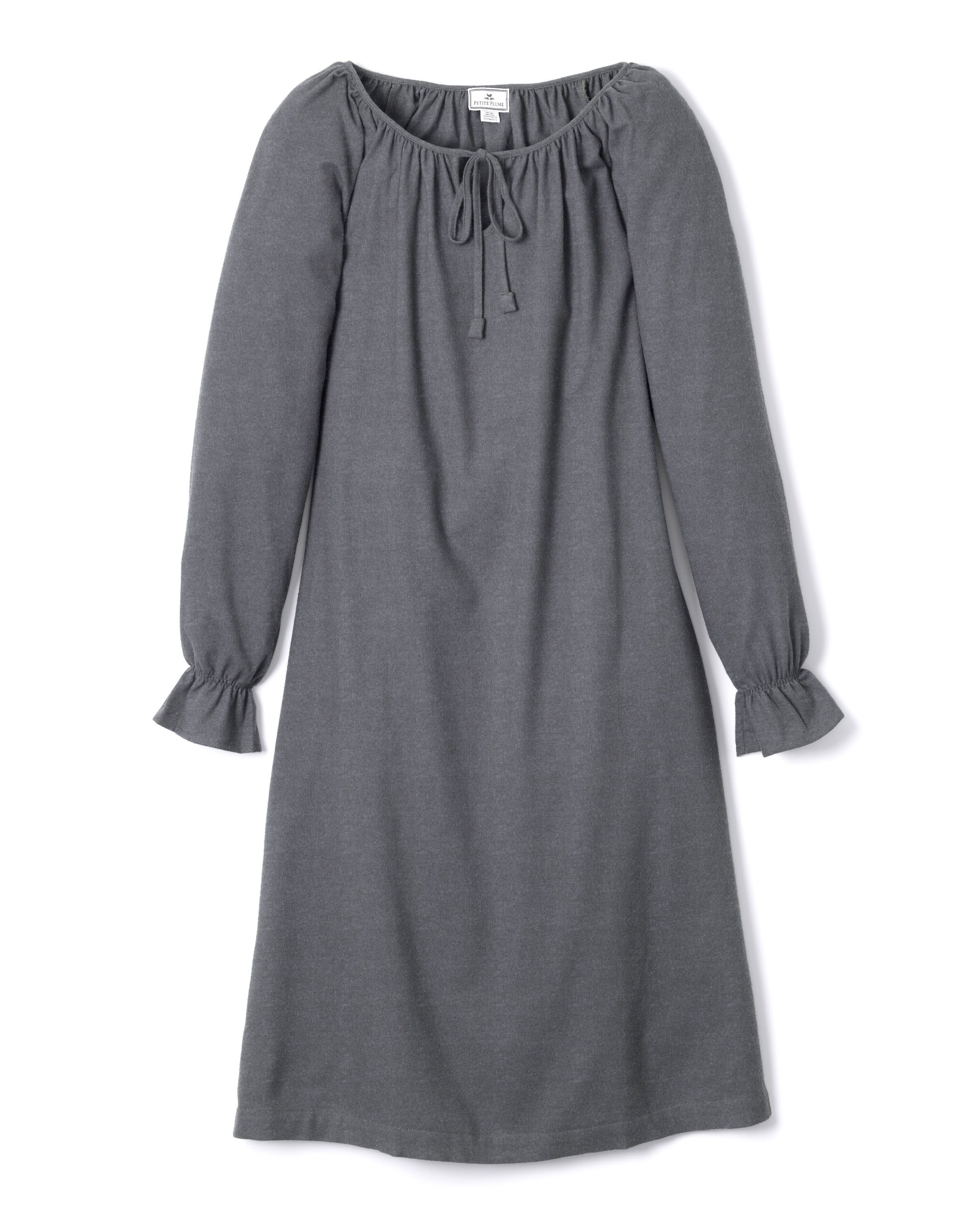 Women's Flannel Delphine Nightgown in Grey