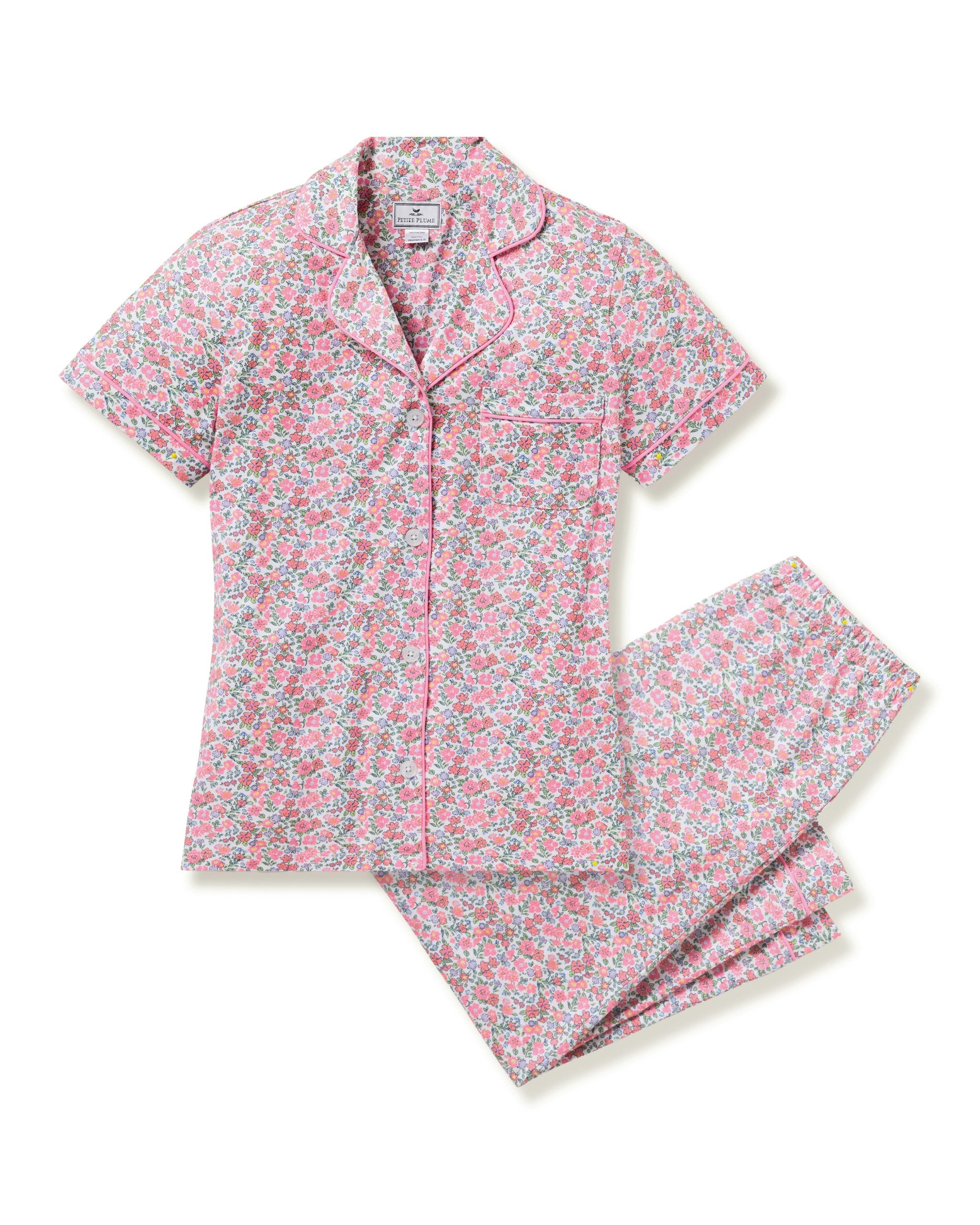 Women's Pima Crop Set in Fleurs de Rose