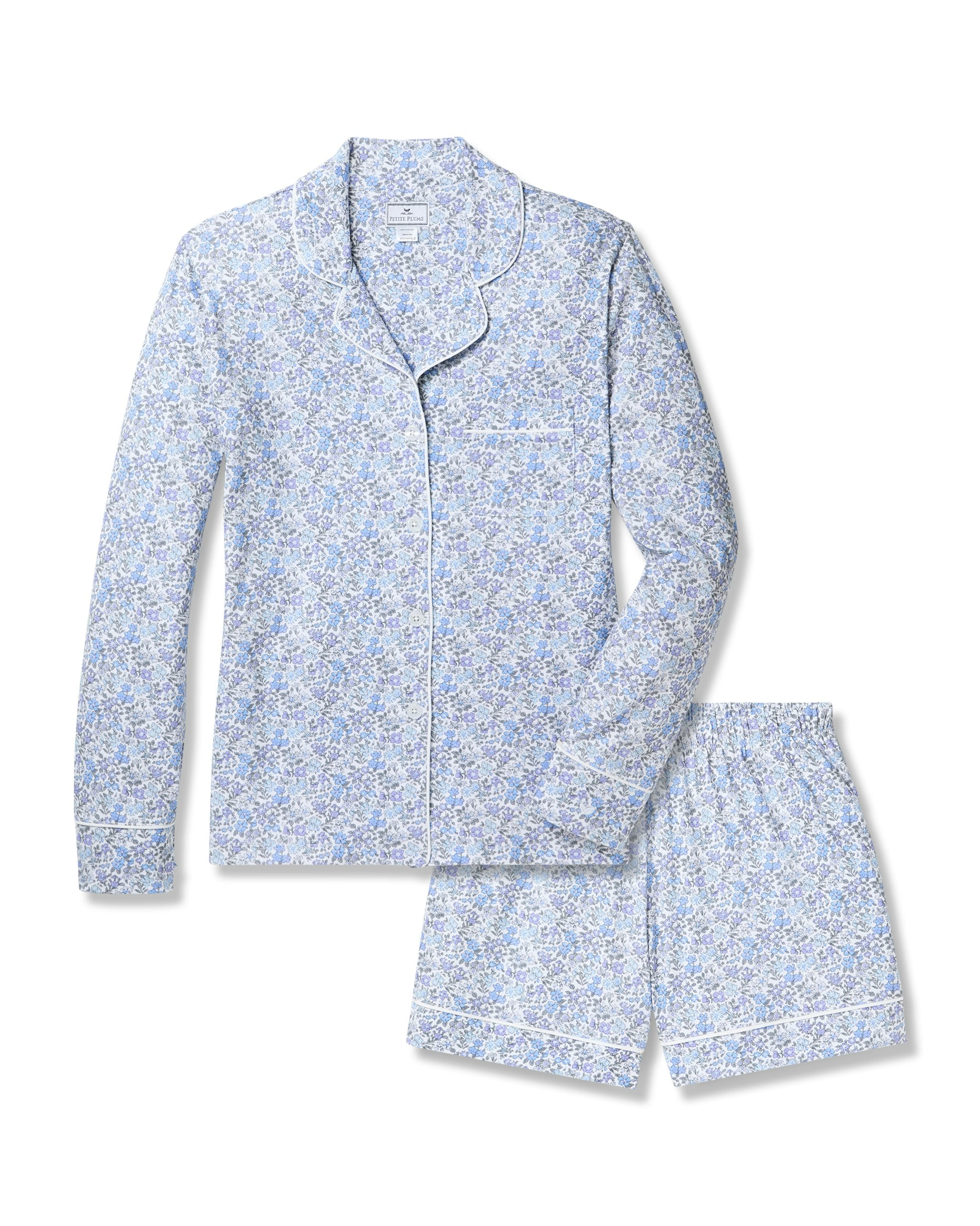 Women's Pima Long Sleeve Short Set in Fleur d'Azur