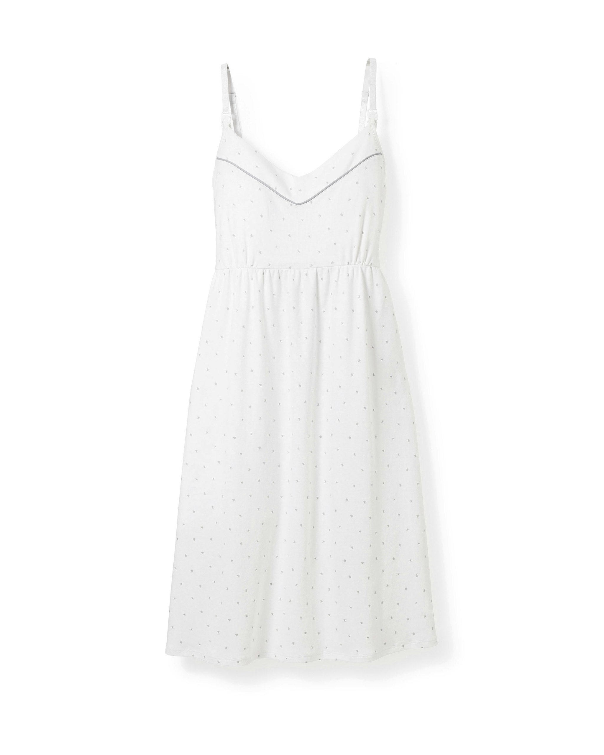 Women's Pima Maternity Nightgown in Grey Stripes
