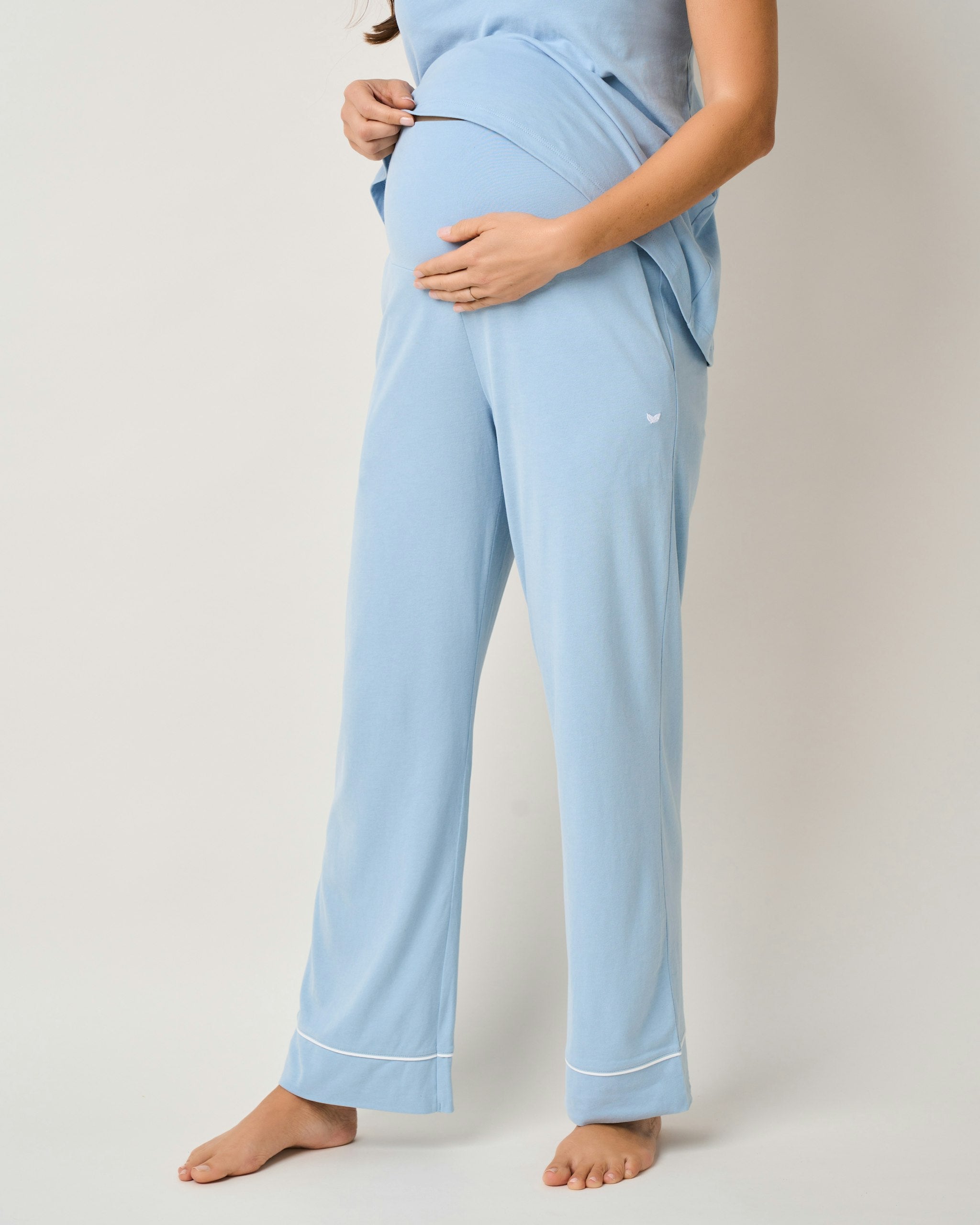 Women's Pima Maternity Pants in Light Heather Grey
