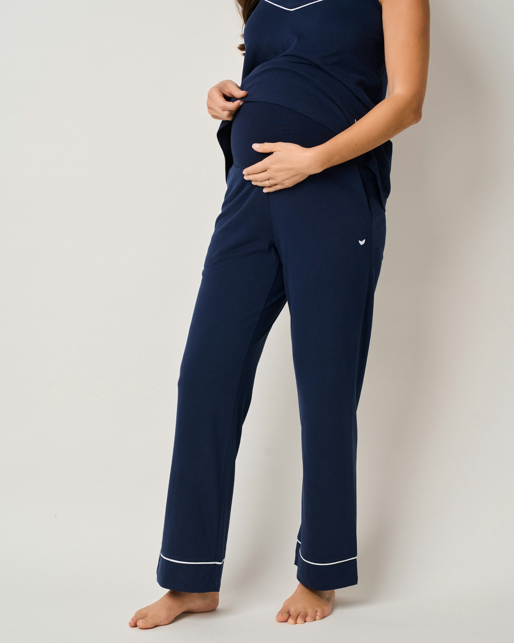 Women's Pima Maternity Pants in Light Heather Grey